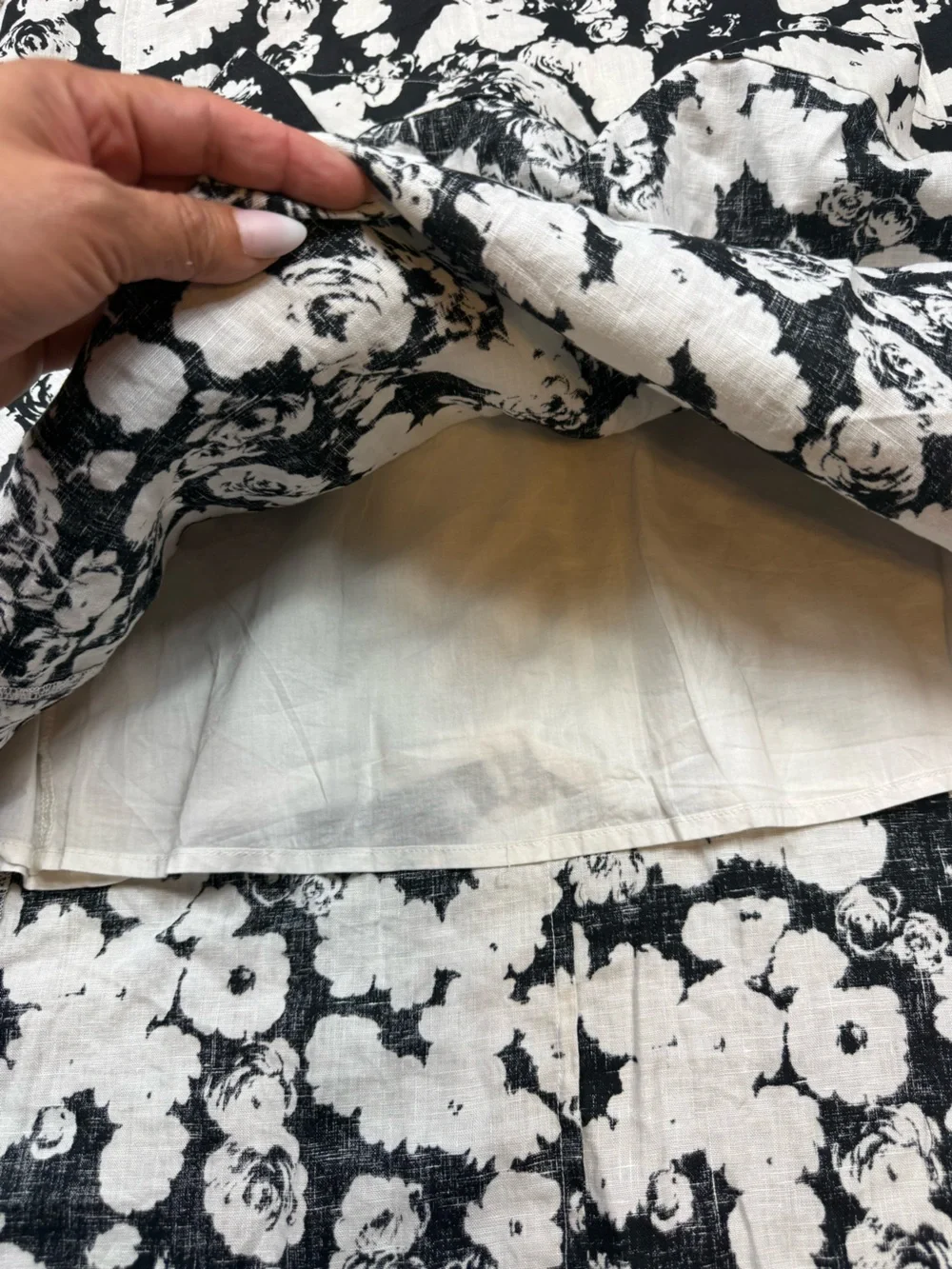 Everlane Black & White Floral Linen Midi Dress